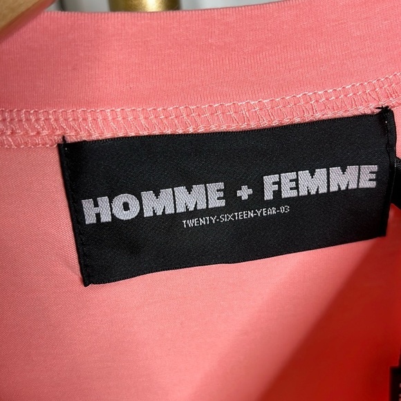 NWT Homme + Femme LA pink triple layer plus tee unisex short sleeve tee - Picture 12 of 17